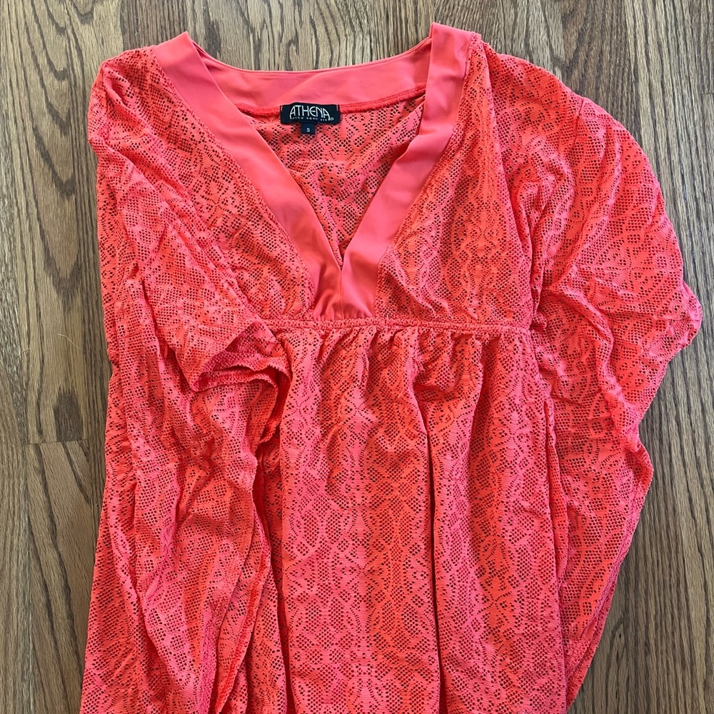 Athena Vibrant Coral Lace Coverup